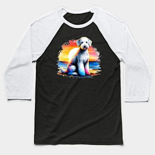 Watercolor Bedlington Terrier Sunset Baseball T-Shirt